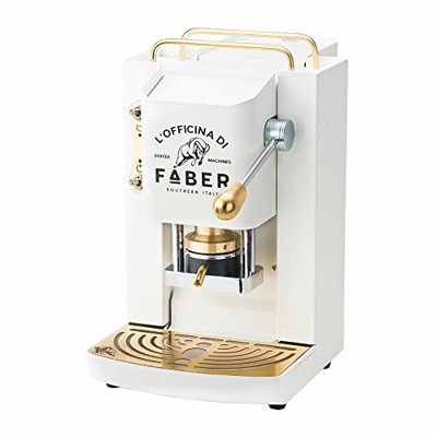 Faber Pro Total Deluxe - Máquina de café con acabado de latón con cápsulas de papel Ese 44 mm (blanca)
