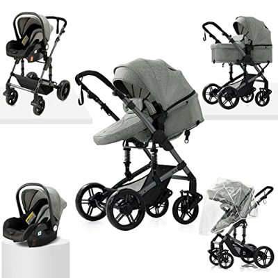 Sillas de paseo Cochecito de bebé 3 en 1 Triciclo Baby Walker Cochecito de alto paisaje Cochecitos plegables Carrito de bebé para bebé 0-36 meses (588