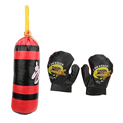 Vbestlife Juego de Saco de Boxeo para Niños, Guantes de Boxeo para Niños + Sacos de para Trajes de Artes Marciales Famosos