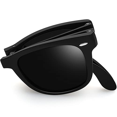 Joopin Plegables Gafas de Sol Hombre y Mujer Polarizadas Negras Cuadradas Clásicas para Conducir Viajar con Estuche Foldable Sunglasses Men Women Ocul