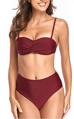 Yutdeng Bikinis 2022 Mujer Braga Alta Floral Push Up Bandeau Bikini Brasileño Trajes de Baño de Dos Piezas Bañadores Mujer Natacion