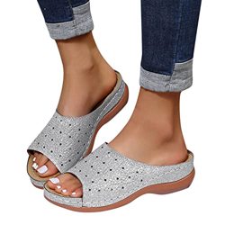 Hansensi Sandalias Mujer Verano Sandalias de Punta Descubierta Mujer Mules Moda Sandalia de Cuña Cómodos Zapatillas Sandalias de Vestir Sandalias Casu precio