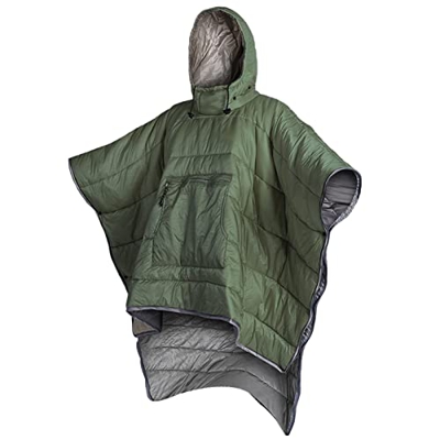 LIJX Tipo de Capa Saco de Dormir Al Aire Libre Ligero Algodón Hueco Invierno Grueso Se Puede Usar Poncho Saco de Dormir Ultraligero (Size : Verde)