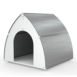 PALRAM PETS Rex - Casa de perro para exteriores con suelo elevado, refugio duradero para mascotas para perros pequeños y medianos, casa de plástico re características