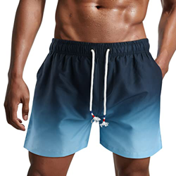 Danfiki Traje de Baño Hombre Shorts de Secado Rápido Bañador Corto para Playa Navegar Forro de Malla Color Degradado en oferta