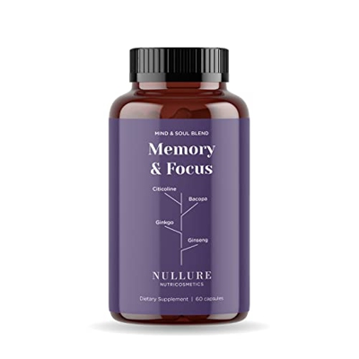 Nootrópico Potente Natural Nullure I Memoria · Concentración · Energía I Ginko Biloba 6000 mg + Citicolina COGNIZIN + Ginseng rojo + Bacopa Monnieri p