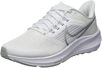 Nike Air Zoom Pegasus 39, Sneaker Mujer, White/Metallic Silver-Pure Platinum, 38.5 EU