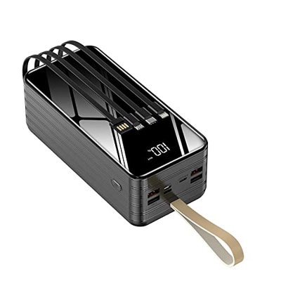 60000Mah Cargador portátil Banco de energía Batería Externa de Gran Capacidad 4 Cables incorporados 7 Puertos Paquete de batería de Carga rápida Teléf