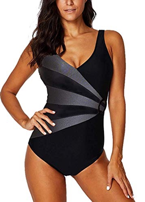 AOQUSSQOA Mujer Traje de Baño de Una Pieza Retro Monokinis Pin Up Halter Talla Grande Una Pieza Moda Sexy con Uno/Dos Tirantes (Gray, 4XL)