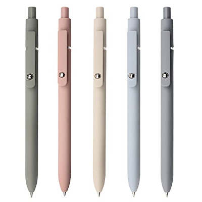 5 Piezas Bolígrafos de Gel de Colores, BolíGrafo de Tinta de Secado RáPido RetráCtil, 0.5 mm Tinta Negra BolíGrafo para la Escuela y la Oficina