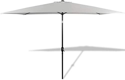 Sombrilla De Jardín 3X2 Sombrilla Rectangular con Poste Inclinable No Incluido Toldo De Poliéster para Exterior Jardín Terraza, Blanco, 200 X 300 Cm