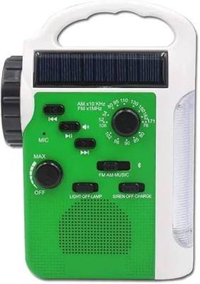 Luz de emergencia de manivela solar alarma de emergencia sonido teléfono móvil de emergencia carga radio bluetooth (color : verde)