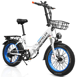 20" Bicicleta Eléctrica Plegable, 250W E-Bike con Asistencia de Pedal, Litio Extraíble 17.5AH, 4.0''Neumático Gordo, Hydraulic Disc Brake, Bicicleta D en oferta