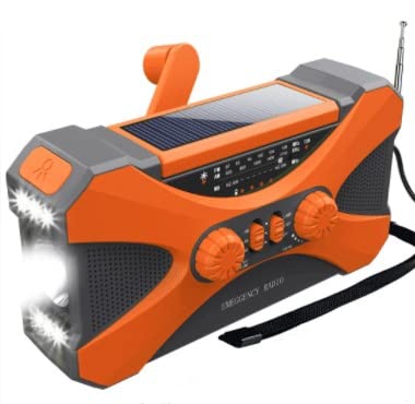 10000 mA generador de manivela radio prevención de desastres equipo de emergencia multifunción linterna portátil solar (color: naranja)