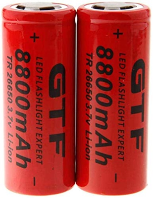 2 uds 3,7 V 8800 mah 26650 batería Recargable de Iones de Litio para batería de Linterna portátil LED Power Bank