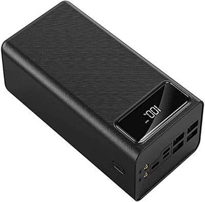 Banco De Energía De Alta Capacidad 2.1A Batería Externa De Carga Rápida Y Paquete De Batería De Capacidad Portátil con Pantalla LCD Y 4 USB Y 2 Luces 