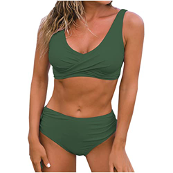 Mujer Bikini 2022 Trajes de Baño dos piezas Playa Conjunto de Bikinis color sólido Sexy Push up Basic Bikini cintura bajo clásico Tankinis Beachwear B precio