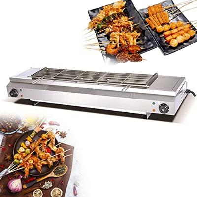 Parrilla Eléctrica Sin Humo, Barbacoa Eléctrica de Mesa, Parrillas Antiadherentes, Calentamiento Rápido Uniforme, Baja Generación de Humo, Apta para I