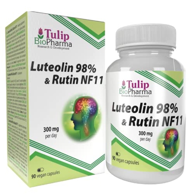 Luteolina 98% + Rutin 90 cápsulas veganas, probado en laboratorio de terceros, suplemento de alta resistencia, sin gluten y OMG