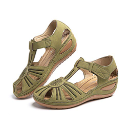Sandalias Mujer Cuña Comodas Mules Planas Sandalia Cerrada con Pulsera Tacon Casual Zapatos de Playa Retro 2 Verde 38 EU características