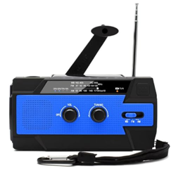 Radio de emergencia Manivela solar recargable linterna alarma al aire libre herramienta de camping radio (color: azul) en oferta