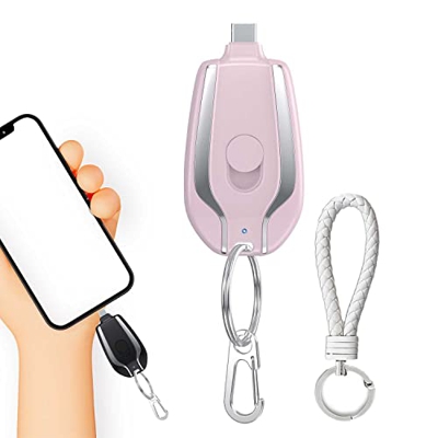 1500mAh Mini Power Emergency Pod, Keychain Portable Charger for iPhone or Type-c, Portable Ultra-Compact External Fast Charging Power Bank Battery Pac