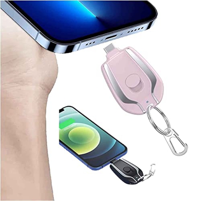 LEETA 1500mAh Mini Power Emergency Pod, Keychain Portable Charger for iPhone or Type-c, Portable Ultra-Compact External Fast Charging Power Bank Batte