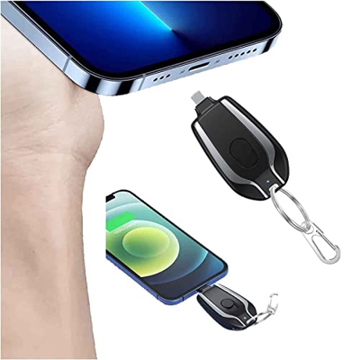 LEETA 1500mAh Mini Power Emergency Pod, Keychain Portable Charger for iPhone or Type-c, Portable Ultra-Compact External Fast Charging Power Bank Batte