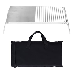 Parrilla plegable para fogatas, rejilla de acero inoxidable, parrilla portátil para trabajo pesado para acampar, parrilla para cocinar con parrilla de en oferta