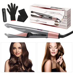 Gohytal Plancha alisadora de rizos y alisado para el Cabello,Alisar el Pelo Corto Profesional rizador 2 en 1 Pantalla LCD 130 ℃-230 ℃ turmalina cerámi en oferta