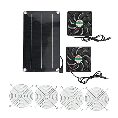Ventilador Solar, Ventilador de Panel Solar Ahorro de Energía Portátil Respetuoso con el Medio Ambiente DC 12V Amplia Aplicación para Invernadero