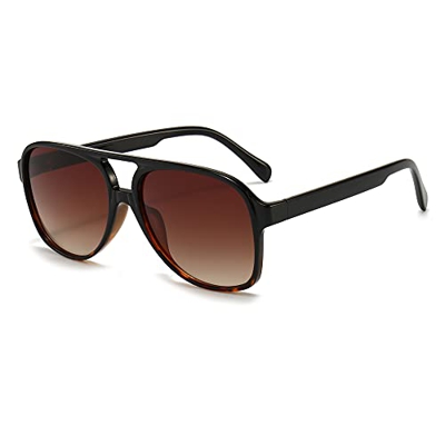 Long Keeper Gafas de Sol Polarizadas Para Mujeres y Hombres Doble Puentes Retro Gafas Sol Grandes Cuadradas 70s Estilo Vintage Piloto