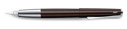 Lamy studio 069 - Pluma estilográfica de acero inoxidable en acabado de laca marrón oscuro con mango de acero inoxidable pulido, plumín de acero plate características