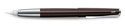 Lamy studio 069 - Pluma estilográfica de acero inoxidable en acabado de laca marrón oscuro con mango de acero inoxidable pulido, plumín de acero plate