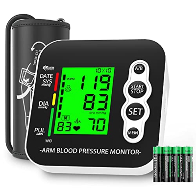 Tensiómetro de Brazo Digital,IVKEY Medidor Tension para uso Doméstico Arterial Tensiometro de Brazo, con Gran Pantalla LED, Deteccion de Irregular Arr