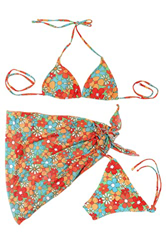 ABirdon Bikinis Mujer 2022 Floral Halter Triangle Tie Tanga Sexy Trajes de baño Damas Bañador Mujer con Falda de Malla Ropa de Playa precio