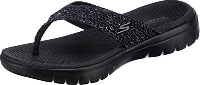 Skechers ON-THE-GO FLEX ACCENT, Chanclas para Mujer, Black/Gray Textile, 40 EU