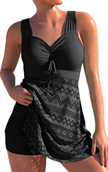 PANOZON Tankinis Cuello V Bañador Deportivo Mujer 2 Piezas de Tirantes Conjunto de Bikinis Braguita Alta (L, A-Negro) en oferta