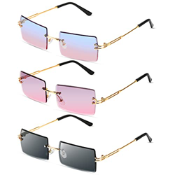 Comius Sharp Gafas de Sol Sin Montura Rectangulares, 3 PCS Protección UV400 Gafas de Sol Sin Montura Vintage para Mujeres Hombres (3 Colores) en oferta