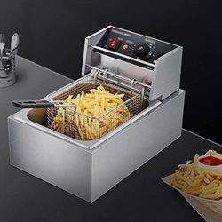 Freidora Comercial De Acero Inoxidable De 2500 W Y 10 L con Cesta Y Tapa, Freidora Eléctrica para Patatas Fritas, Pollo, Camarones, Dispositivo De Pro precio