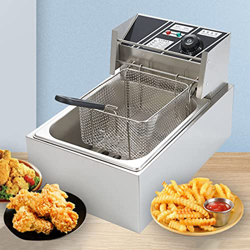 Freidora Eléctrica Comercial De Acero Inoxidable De 6 L con Cestas Y Tapa, Freidora De Grasa De Cocina para Encimera para Patatas Fritas, Donas, Tempe características