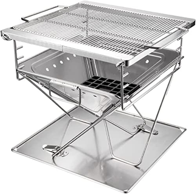 Parrilla de carbón Parrilla de carbón portátil Parrilla plegable al aire libre Acero inoxidable Parrilla portátil con bolsa de transporte Kits de herr