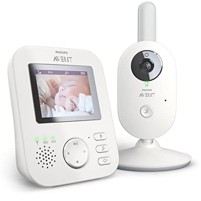 Philips Avent Video Baby Monitor - Privado y Seguro con tecnología A-FHSS, Pantalla a Color de 2.7 Pulgadas, Canciones de Cuna calmantes y talkback (M