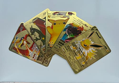 Cartas Pokemon Metálicas Doradas para Colección Packs Pikachu, Charizard y Más - Cartas Coleccionables Metálicas y Doradas en Español (Pokemon Variado