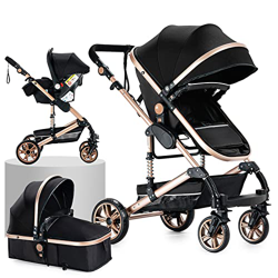 Sistema de Viaje 3 en 1 Carrito con Capazo Cochecito de Bebé 3 en 1 Silla de Paseo para Recién Nacido Cochecito de Viaje Portátil Plegable con Paisaje en oferta