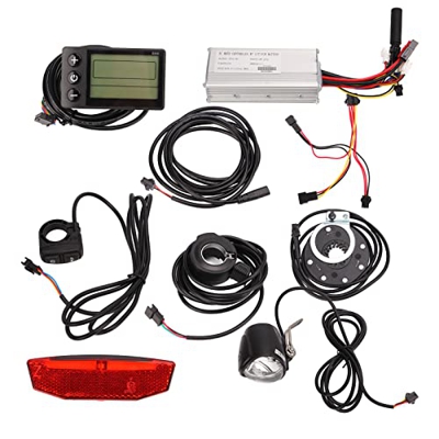 Kit Conversión Ebike, 36V 48V 25a Herramienta de Conversión de Bicicletas Eléctricas Diy con Pantalla, Controlador de Ebike, Luz Delantera, Luz Traser