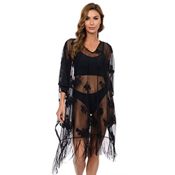 TOEECY Vestido de Playa Mujer Encaje V Cuello Traje de Baño Camisolas y Pareos Playero Suelto Boho Transparente Bikini Cover Up Sexy Kaftan Túnica Ver precio