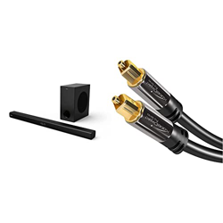 Hisense HS218 - Barra de Sonido 2.1 ch, 200W, Audio Dolby Digital, Bluetooth, HDMI ARC/Óptico/Aux/USB & KabelDirekt 1m Cable Óptico TOSLINK Audio, Ste precio