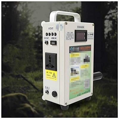 Generador de manivela porttil,Cargador De Manivela Manual con Toma de Corriente, estacin de alimentacin porttil de 1,5 kg,para Viajes Camping Senderis