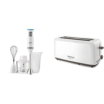 Taurus BAPI 1000 Rocket Plus INOX Batidora de mano, W, Plástico + Mytoast Duplo-Tostadora (1450 W, Tres Funciones, Iluminación LED) 0 Decibeles, 2 Ran